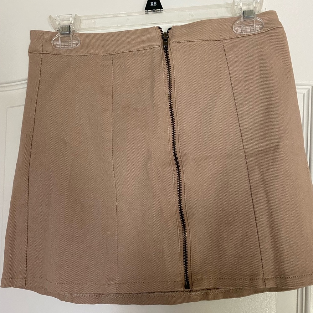 tan zip up skirt